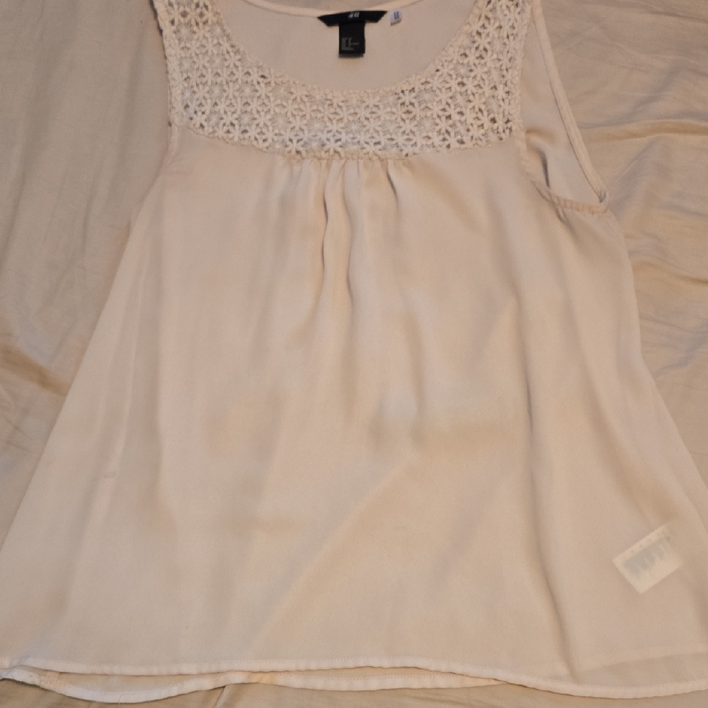 H&M Cream Lace Detail Tank Top